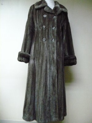 CHIC LADIES MILITARY BLUE IRIS MINK LONG COAT-32985(M)