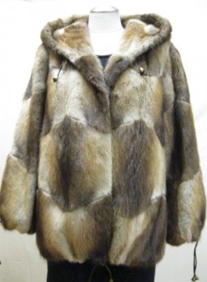 Sell one like this UNIQUE LADIES MUSKRAT HOODIE SOS JACKET-64155r(SZ 44=M)