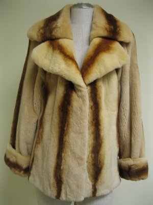 LADIES WHISKEY PLUCKED MINK JACKET W/ STRIPE- 44911 (SIZE M =44)