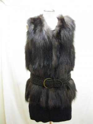 LADIES STUNNING CHIC REVERSIBLE NATURAL SILVER FOX VEST - 63283 (SZ M & L)
