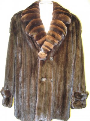 MENS NAT MAHO MENS MINK STROLLER W/CHINCHILLA TRIM-55318(SIZE 54)