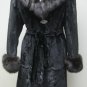 LADIES SHEARED BLACK MINK LONG COAT TRIM WITH SABLE COLLAR-55664/5(SZ 40 & 42)