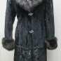 LADIES SHEARED BLACK MINK LONG COAT TRIM WITH SABLE COLLAR-55664/5(SZ 40 & 42)