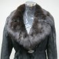 LADIES SHEARED BLACK MINK LONG COAT TRIM WITH SABLE COLLAR-55664/5(SZ 40 & 42)
