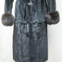 LADIES SHEARED BLACK MINK LONG COAT TRIM WITH SABLE COLLAR-55664/5(SZ 40 & 42)