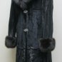LADIES SHEARED BLACK MINK LONG COAT TRIM WITH SABLE COLLAR-55664/5(SZ 40 & 42)