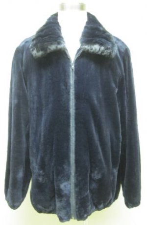 MENS DYED NAVY SHEARED MINK JKT W/CHINCHILLA-65955 (SIZE 3XL)