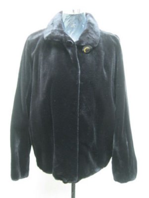 LADIES DYED BLACK SHEARED US MINK JACKET - 42143 (SIZE 55 = M)