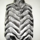 LADIES STUNNING NAT CANADIAN CHINCHILLA HALF SKIN CHERVON VEST-66735(o) SIZE 12