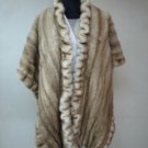 LADIES USA NAT PASTEL MINK BIG STOLE WITH RUFFLES TRIM - 66641(o) SIZE F