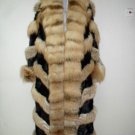LADIES BLACK MINK SECTION CHERVON WORK TRIM W/RED FOX LONG COAT-66757(o) SZ 16