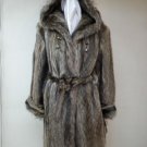 LADIES US RACCOON LETOUT TURN UP CUFF & HOODIE SHORT COAT W/BELT - 64136(SZ10)