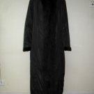 LADIES BLACK MINK SECTION/WOVEN FAB  REVERSIBLE LONG COAT + FOX COL-66661 (SZ14)