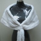 LADIES WHITE MINK SCARF/WRAP WITH FRINGE AT FRONT CLOSING -65608 (SZ F = M)