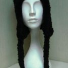LADIES  BLACK KNITTED BEAVER LAPLAND HAT - (66198/9) SIZE F