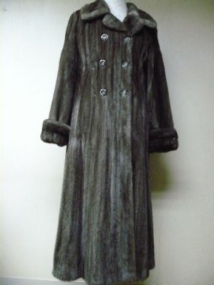LADIES CHIC MILITARY BLUE IRIS MINK LONG COAT-32985(o) SIZE M