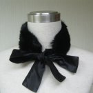 BLACK REX COLLAR SCARF WITH MATCHING COL SATIN TIE