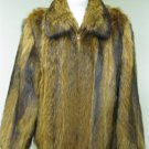 MENS DYED WHISKEY RACCOON BOMBER ZIP UP JACKET-58086(SIZE XL)