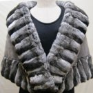 LADIES CHINCHILLA CAPE TRIM W/SAPPHIRE MINK-65444(o)  SIZE M