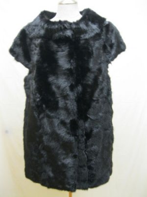 LADIES DYED BLACK SQUIRREL SOS LONG VEST-63955(o) (SIZE 55 = SIZE M)