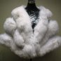 LADIES WHITE FOX TRIM WITH RHINESTONE EMBROIDERY CAPE  - 66978(SIZE 2XL)