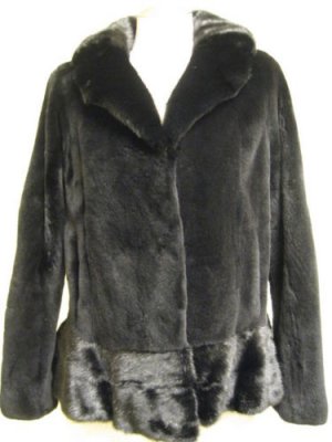 LADIES DYED BLACK SHEARED MINK JACKET - 59256 (SIZE M = SIZE 66)