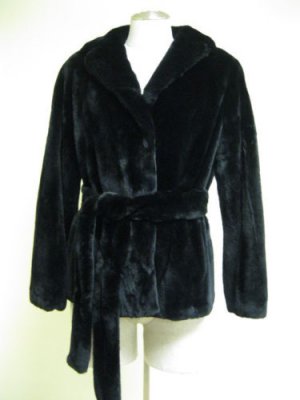 LADIES DYED BLACK SHEARED MINK JKT - 58788 (SZ 55 = SIZE  M)