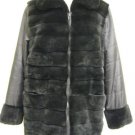 LADIES BLACK SHEARED MINK JKT W/WOVEN SLEEVE-36735(o) SIZE M
