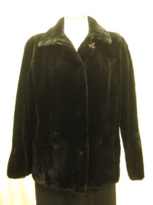 LADIES DYED BLACK SHEARED MINK JACKET - 36507 (SIZE  S)