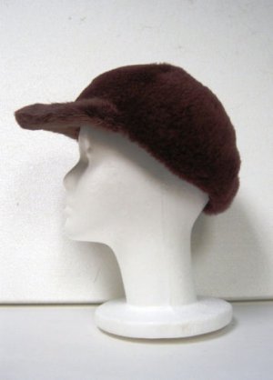 UNISEX EXCELLENT WARM DYED RED PLUCKED NUTRIA BASEBALL CAP-61933(o)