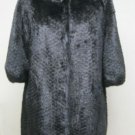 LADIES BLACK MINK LINED KNITTED HONEYCOMB 3/4 SLEEVE STROLLER - FT50127(SIZE M)