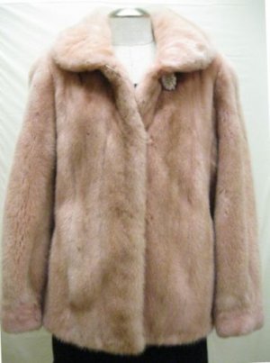 LADIES DYED PINK LET OUT US MINK JACKET - 36644 (SZ M)