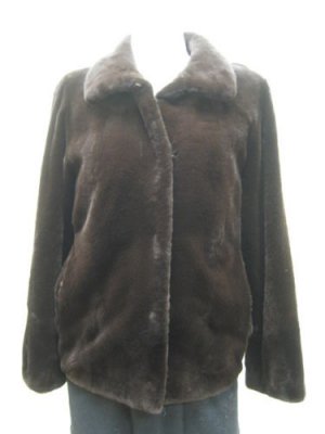 LADIES DYED BROWN SHEARED MINK JKT-36266  (SZ F = SIZE M)
