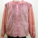 LADIES DYED PINK US MINK VEST+KNITTED SLEEVE JACKET  - 61268 (SZ 12)