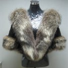 LADIES CLASSIC BROWN MINK CAPE TRIM WITH FINN RACCOON  - 67027 (SIZE F)