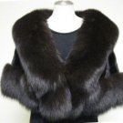 LADIES CLASSIC BROWN MINK CAPE TRIM WITH MATCHING COL FOX FUR-59063(o)  SIZE F