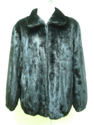 MENS BIG & TALL BLACK MINK BOMBER ZIP UP JACKET-66259(o)  SIZE 2XL