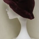 LADIES CUTE BURGUNDY FANCY SHEARED MINK HAT WITH BRIM -104