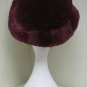 LADIES CUTE BURGUNDY FANCY SHEARED MINK HAT WITH BRIM -104