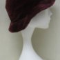 LADIES CUTE BURGUNDY FANCY SHEARED MINK HAT WITH BRIM -104