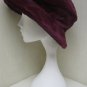 LADIES CUTE BURGUNDY FANCY SHEARED MINK HAT WITH BRIM -108