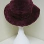 LADIES CUTE BURGUNDY FANCY SHEARED MINK HAT WITH BRIM -108
