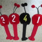 LUXURY DYED RED & BLACK SHEARED MINK GOLF HEAD COVER SET -17559(4 pcs)