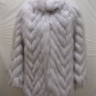 LADIES CUTE NATURE BLUE FOX CHEVRON JACKET-61069(o) Size 8