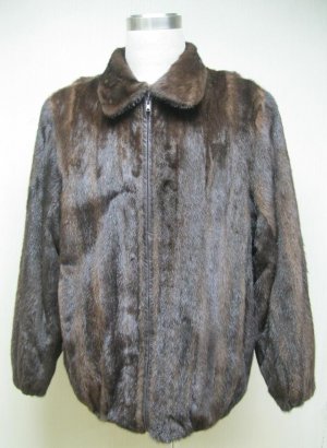 MENS REGULAR MAHOGANY USA MINK BOMBER ZIP UP JACKET-67002 (SZ XL)