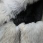 LADIES BLACK LONG LONG  HAIR MUSKRAT CAPE TRIM WITH NATURAL FOX  - 67104( SZ F)