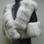 LADIES BLACK LONG LONG  HAIR MUSKRAT CAPE TRIM WITH NATURAL FOX  - 67104( SZ F)