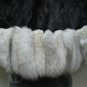 LADIES BLACK LONG LONG  HAIR MUSKRAT CAPE TRIM WITH NATURAL FOX  - 67104( SZ F)