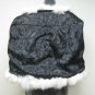 LADIES BLACK LONG LONG  HAIR MUSKRAT CAPE TRIM WITH NATURAL FOX  - 67104( SZ F)