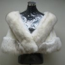 LADIES NATURAL WHITE F MINK CAPE TRIM WITH NATURAL FOX  - 67106( SZ F)